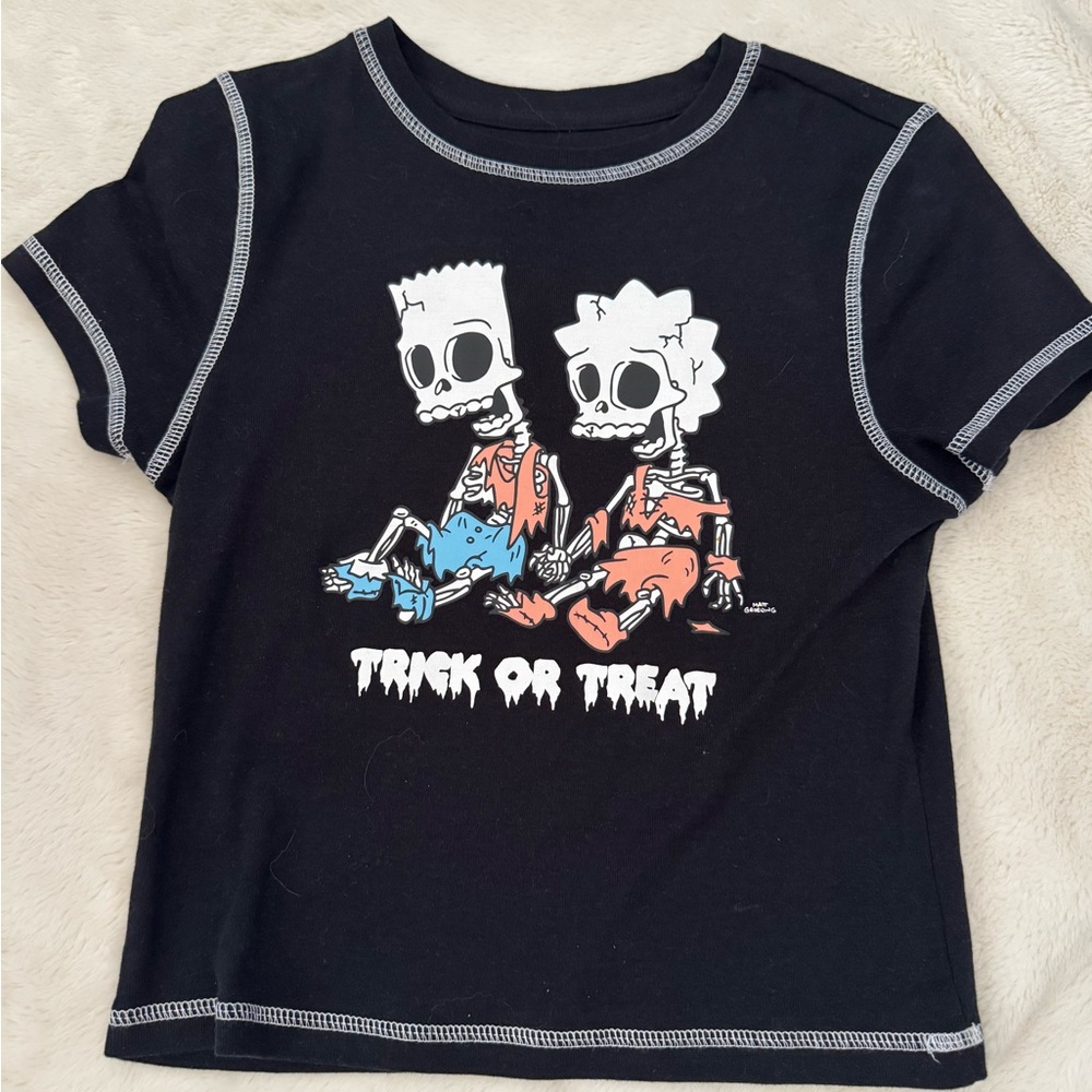 Forever 21 Black The Simpsons Skeleton Graphic Crop Top